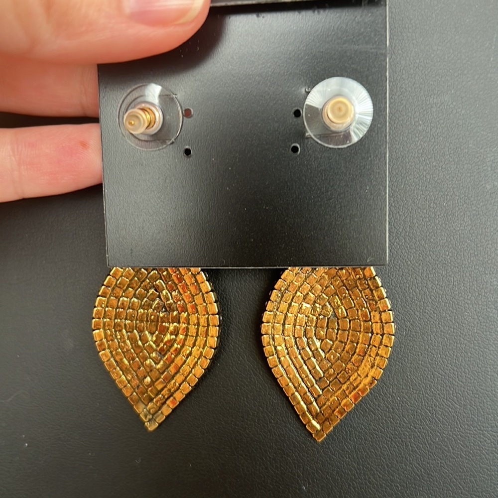 Rhinestone earrings teardrop new prom wedding gunmetal gold - Picture 3 of 9